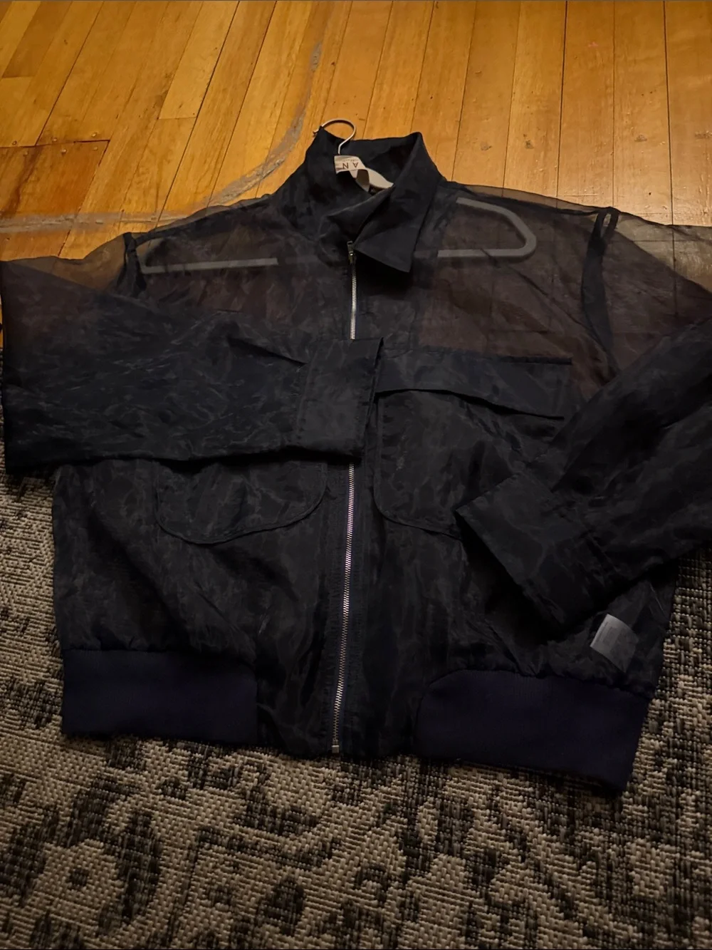 Dolan Left Coast Sheer Organza Bomber Jacket Black XL NWOT Anthropologie